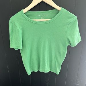 American Eagle Cropped Baby Tee Green
